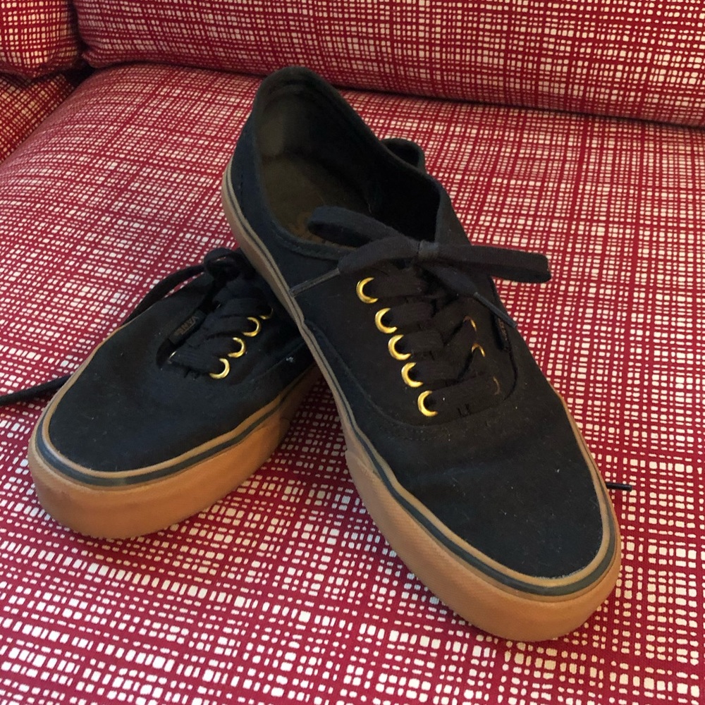 Black Vans with Gold Detailing